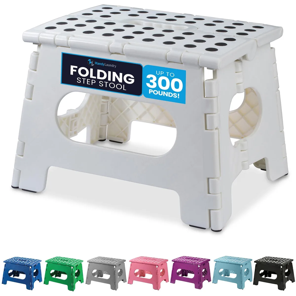  Handy Laundry 5196 9 Inch Folding Step Stool White 300 lbs — product photo