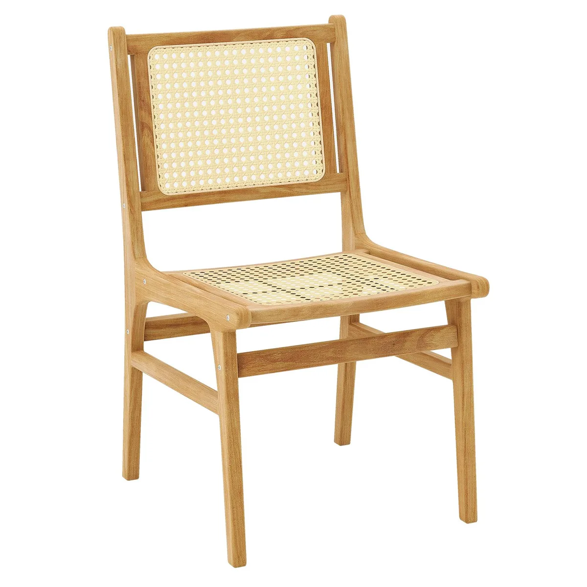 SlickBlue SlickBlue Rattan Dining Chair Natural Cane Teak Frame 23x20x35" 12kg — product photo