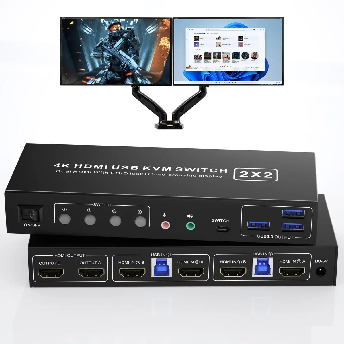Vszerda Vszerda YEMIE-PRO-KVM-HDMI-2 KVM Switch 2 Port 4K 60Hz USB 3.0 — product photo