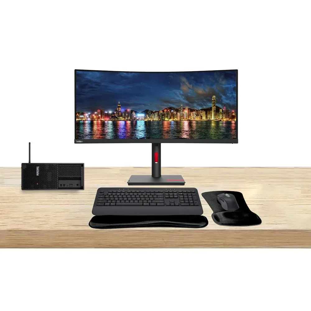 Lenovo Lenovo ThinkStation P3 Tower i7-14700 64GB 1TB RTX A2000 12GB GDDR6 ThinkVision T34w 34 Curved MK650 — product photo