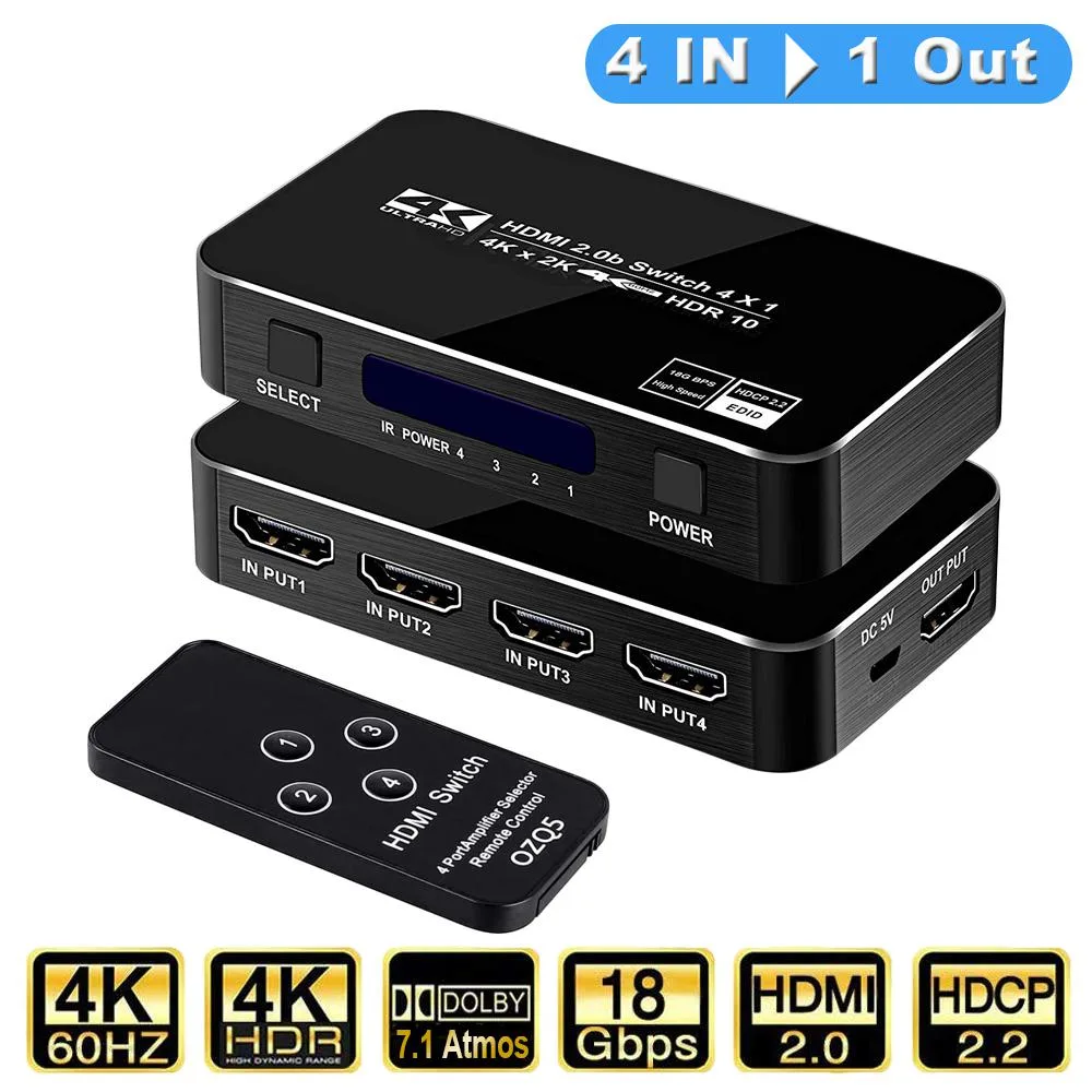 LUOM LUOM OZQ5 4x1 HDMI video switch 4K@60Hz 18.5Gbps — product photo