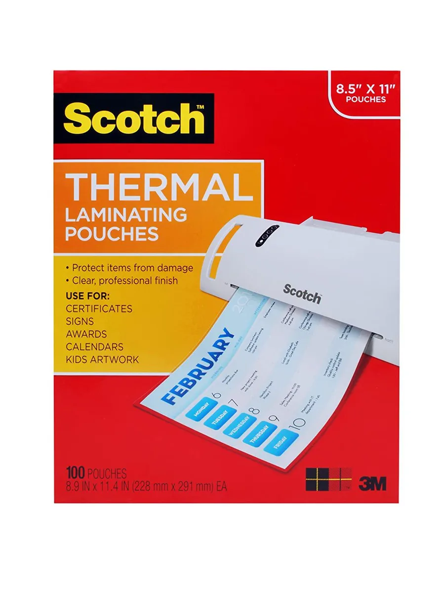 Scotch Scotch Thermal Laminating Pouches 8.9 x 11.4 in 3 mil 100 Pack TP3854 — product photo