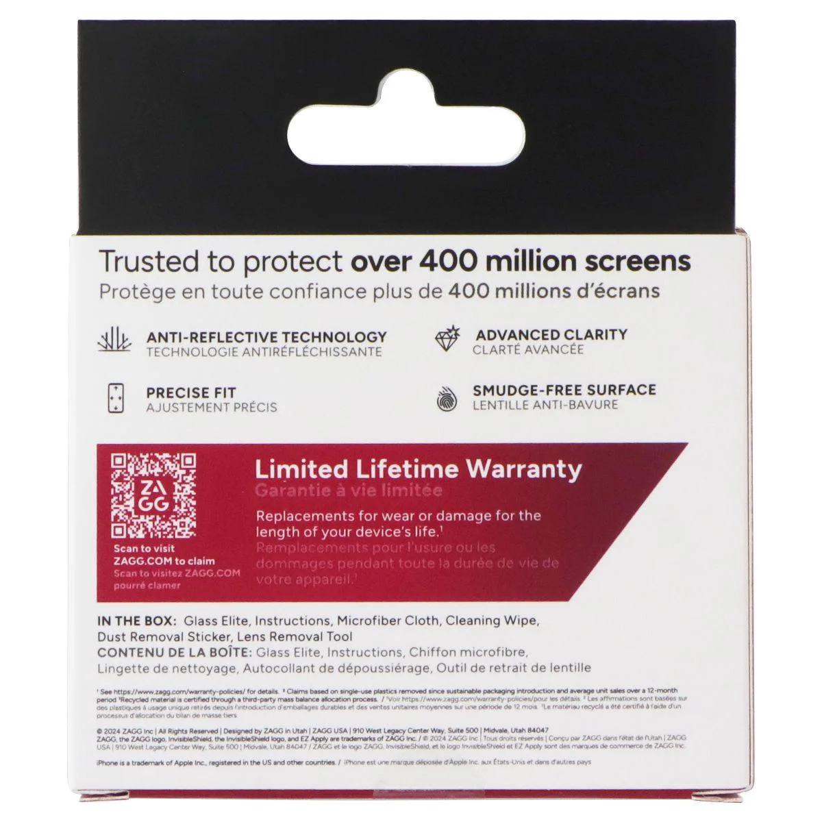 ZAGG ZAGG InvisibleShield Glass Elite Lens Protector for iPhone 15 16 Pro Max Black — product photo