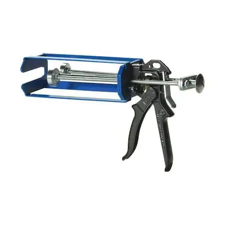 Black and blue epoxy-coated steel dual-cartridge manual applicator for 400 mL cartridges