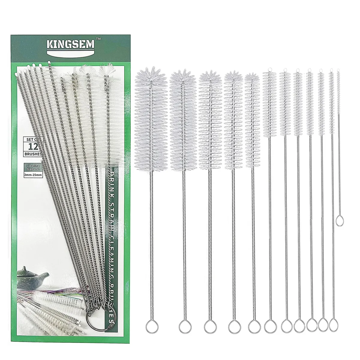 12 PCS Straw Cleaner Brush Kit 2mm-25mm 160mm-250mm — product photo