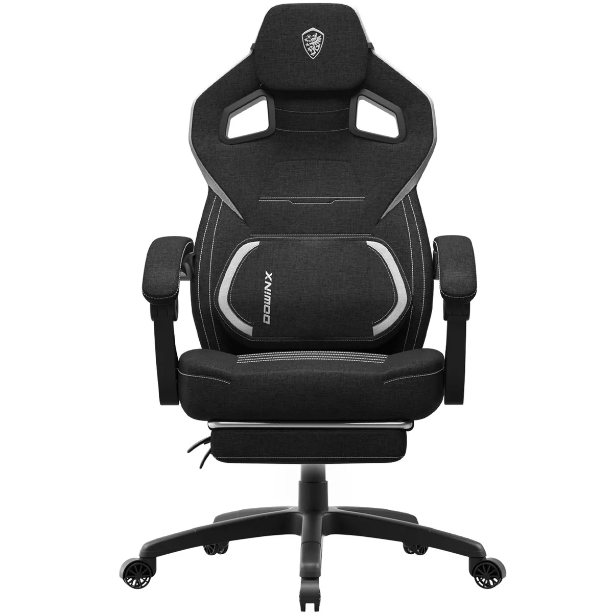 Dowinx Dowinx LS-MB33 Gaming Chair with Footrest, Massage Lumbar, 300 lb Capacity, Black PU Leather — product photo