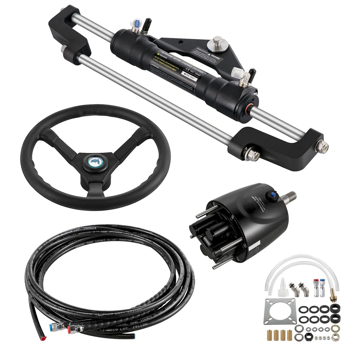 VEVOR VEVOR HK6322A-3 Hydraulic Steering Kit 300HP 22ft Hose 13.5" Wheel — product photo