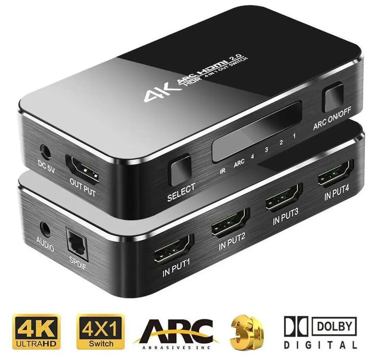 SMUGDESK SMUGDESK 4×1 HDMI 2.0 Switch with Audio Extractor — product photo