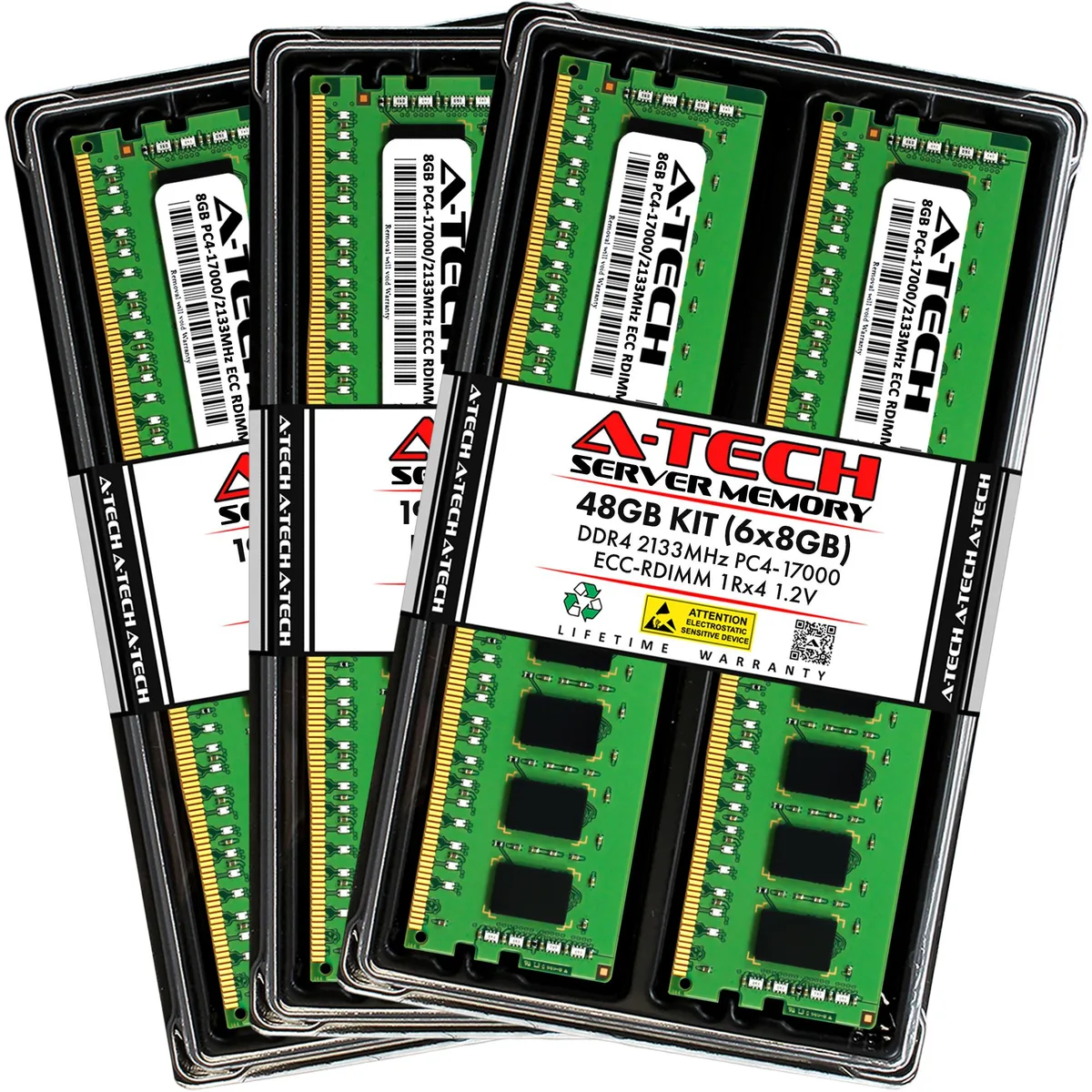 A-Tech A-Tech 48GB (6x8GB) DDR4 2133MHz ECC RDIMM 1Rx4 CL15 1.20V memory upgrade — product photo