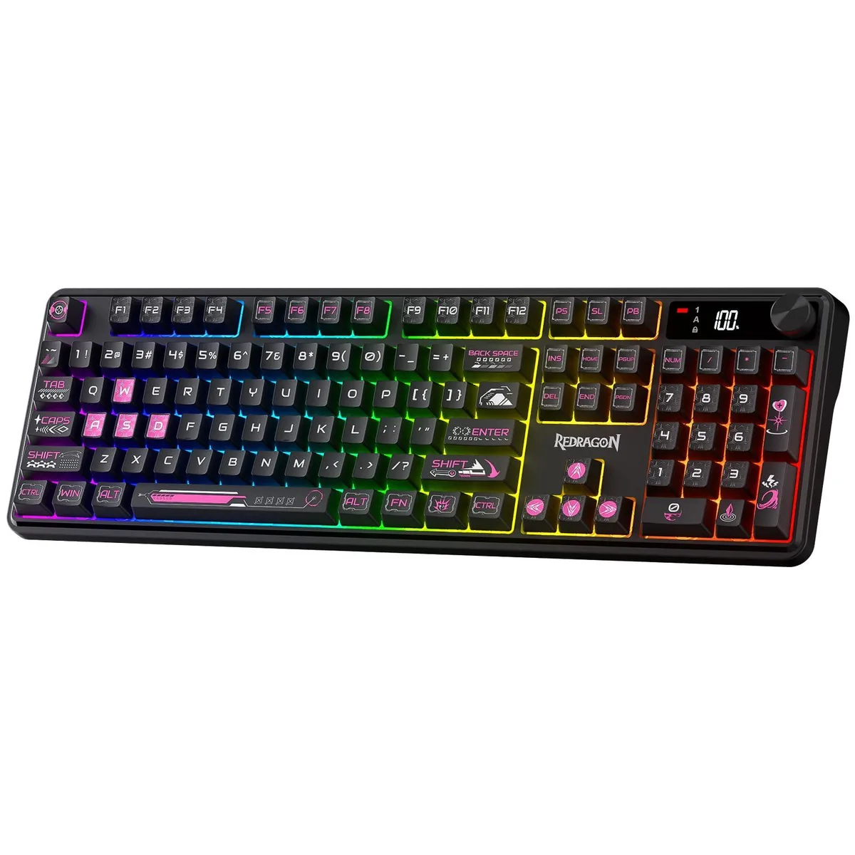 Redragon Redragon K526 PRO Wireless RGB Membrane Gaming Keyboard 104 Keys Black Purple — product photo