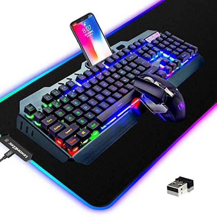 TAURKENAM TAURKENAM 3-in-1 Wireless Gaming Keyboard Combo Rainbow LED 3800mAh — product photo