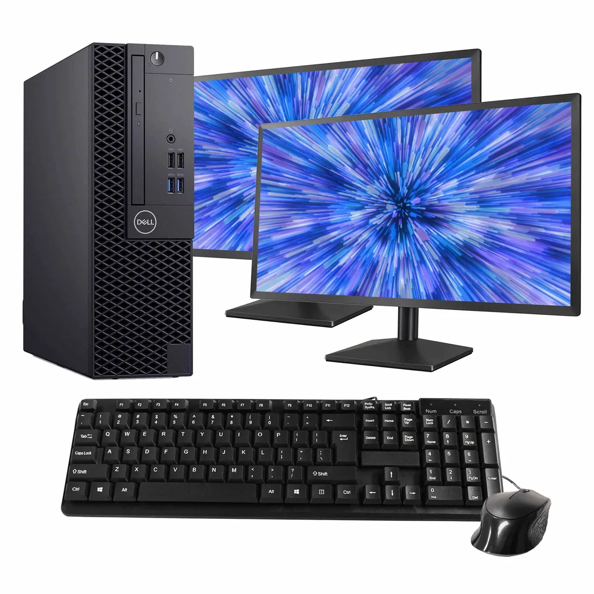 DELL DELL OptiPlex 3070 Desktop PC i5-9500 16GB DDR3 1TB SSD+HDD Dual 24" Monitors Quadro P620 Win11 Pro — product photo