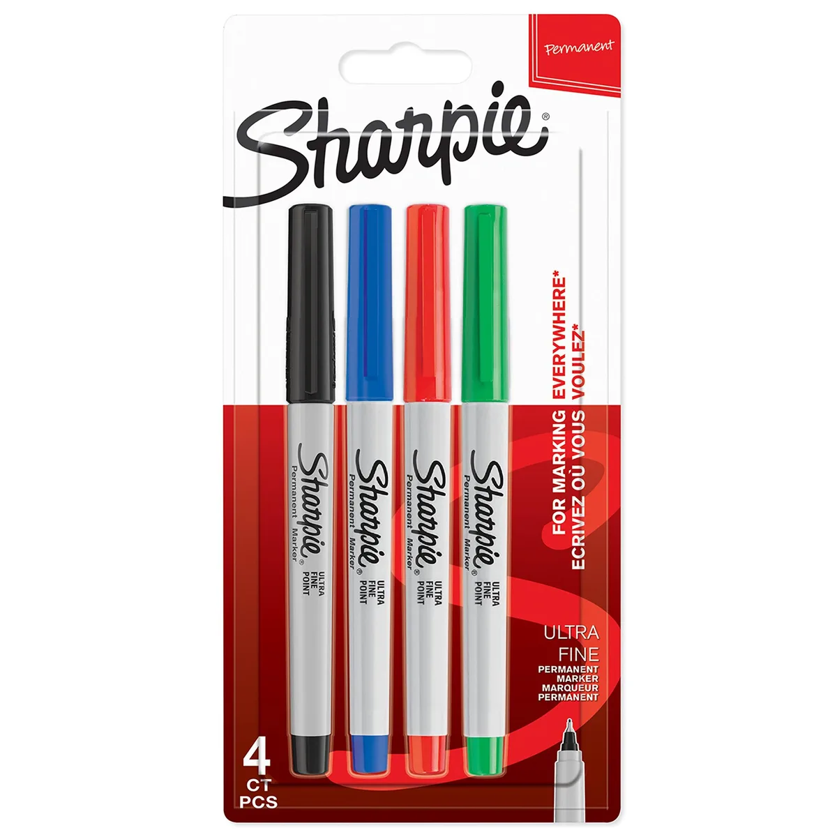 Sharpie Permanent Markers Ultra-Fine Point Assorted Classic Colours 4 Count — product photo