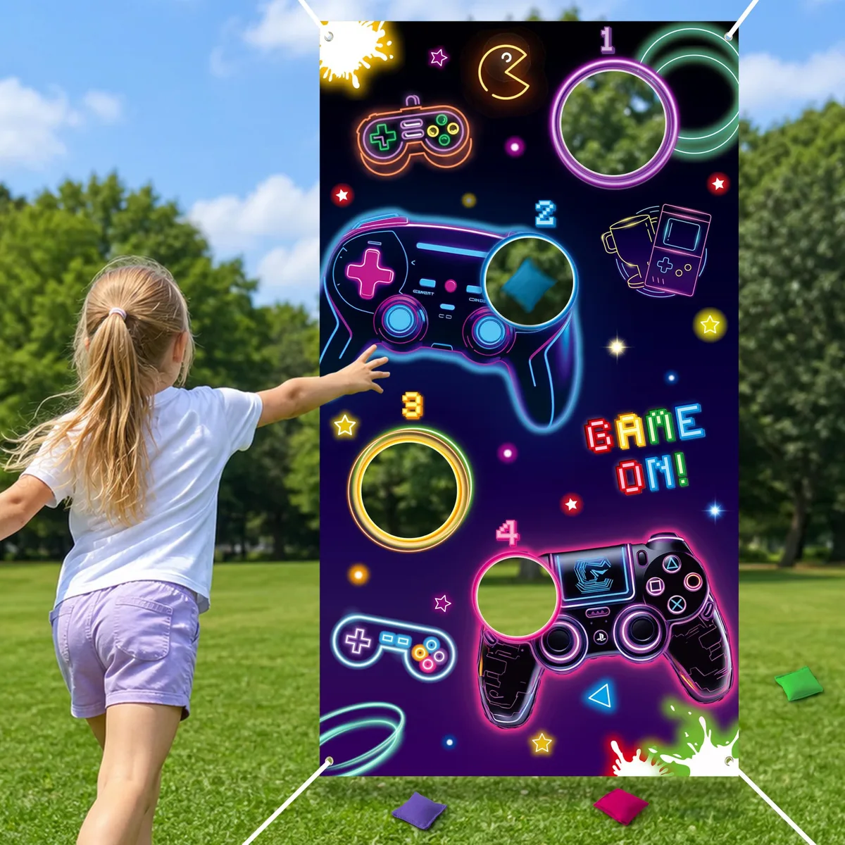  Worry Free Gadgets Neon Video Toss Game 6Pcs Black 29.5x53.2in — product photo