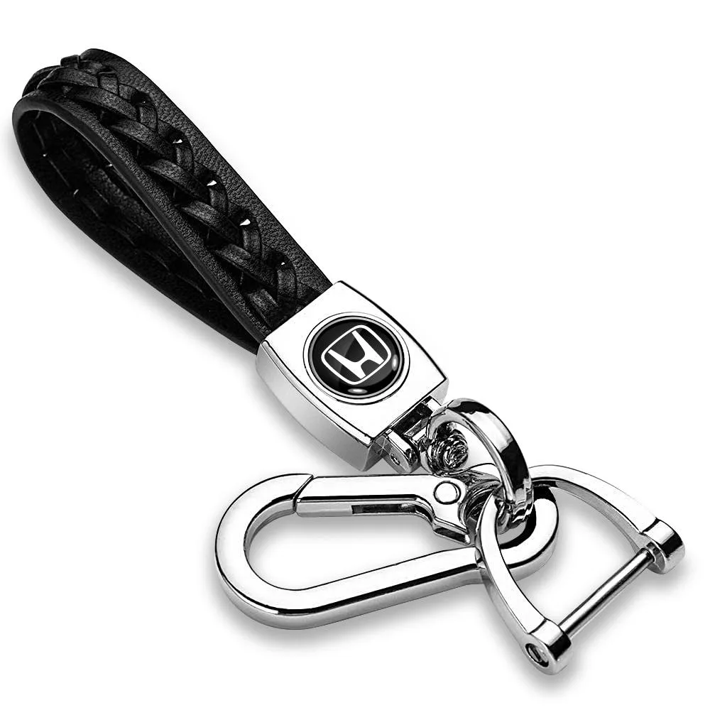 iPick Image, LLC iPick Image, LLC Honda Logo Black Braided Leather Chrome Hook Key Chain — product photo