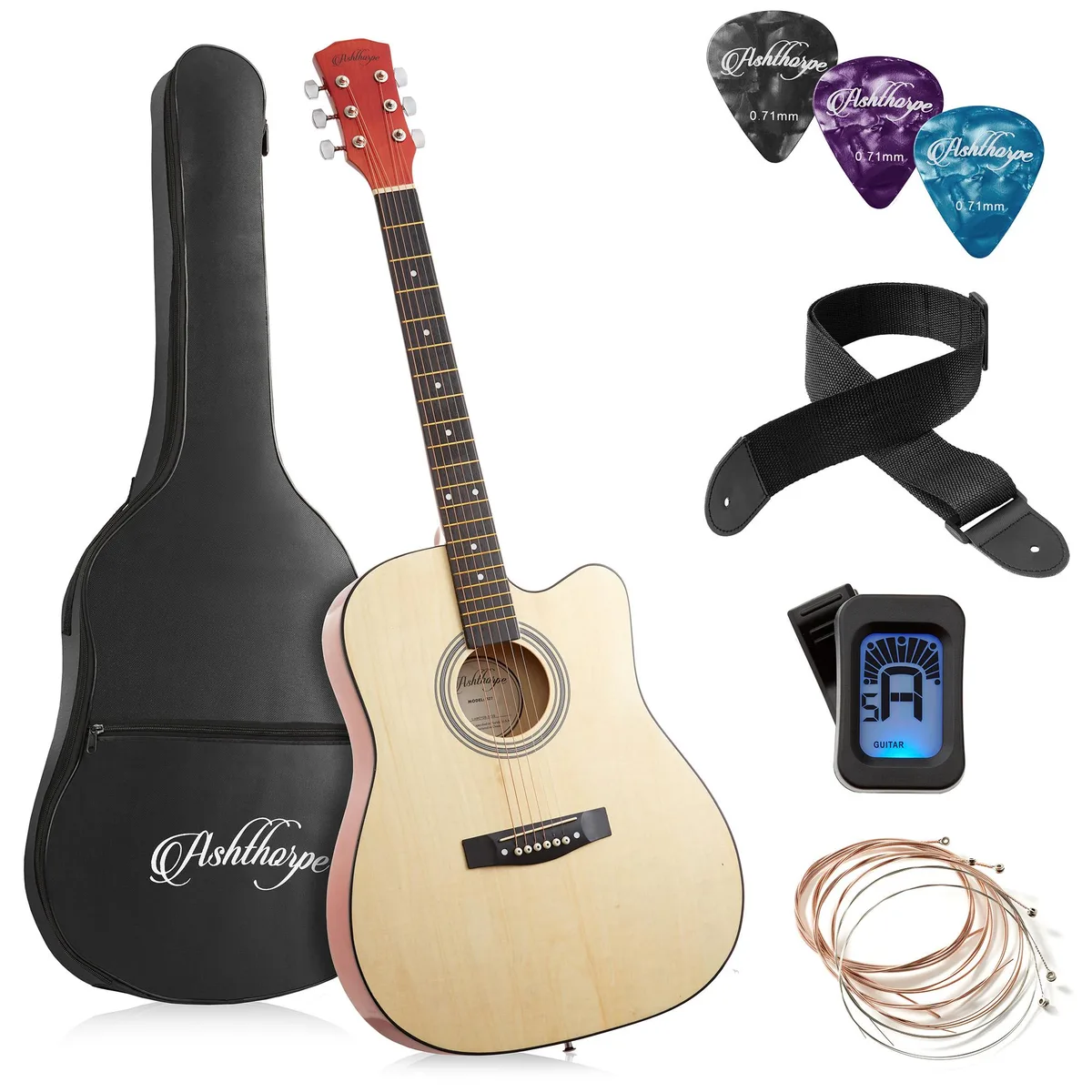 Ashthorpe Ashthorpe 41-inch Beginner Cutaway Acoustic Guitar (Natural) — product photo