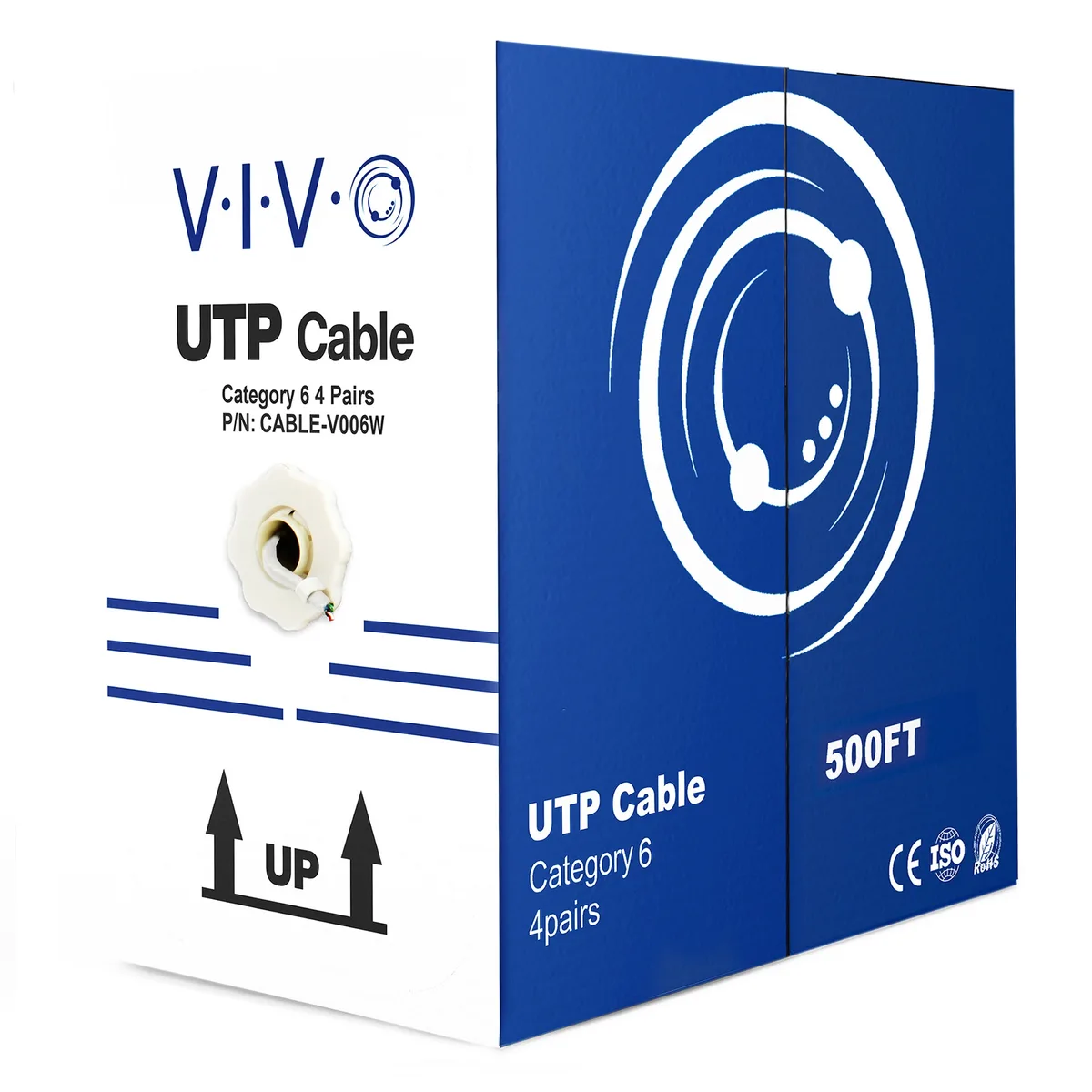 VIVO VIVO Cat6 UTP CCA 23 AWG 500 ft White network ethernet cable — product photo