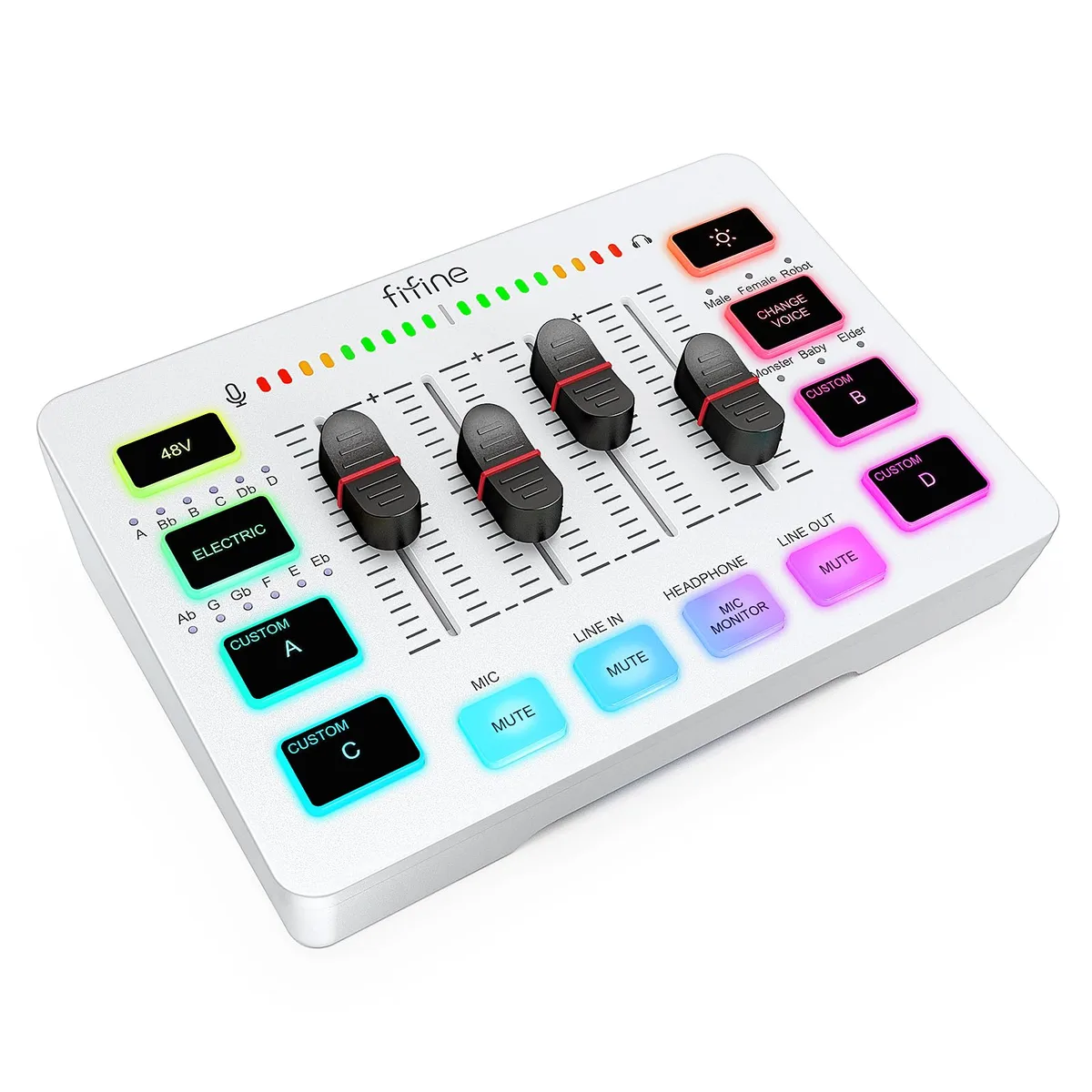  FIFINE AmpliGame SC3W 4-Channel Audio Mixer with XLR Phantom Power — product photo
