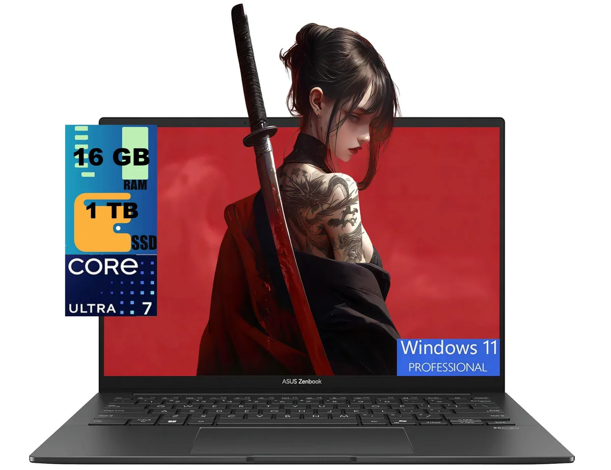ASUS ASUS Zenbook 14 laptop, Core Ultra 7 255H, 16GB, 1TB, 14" WUXGA OLED touch — product photo