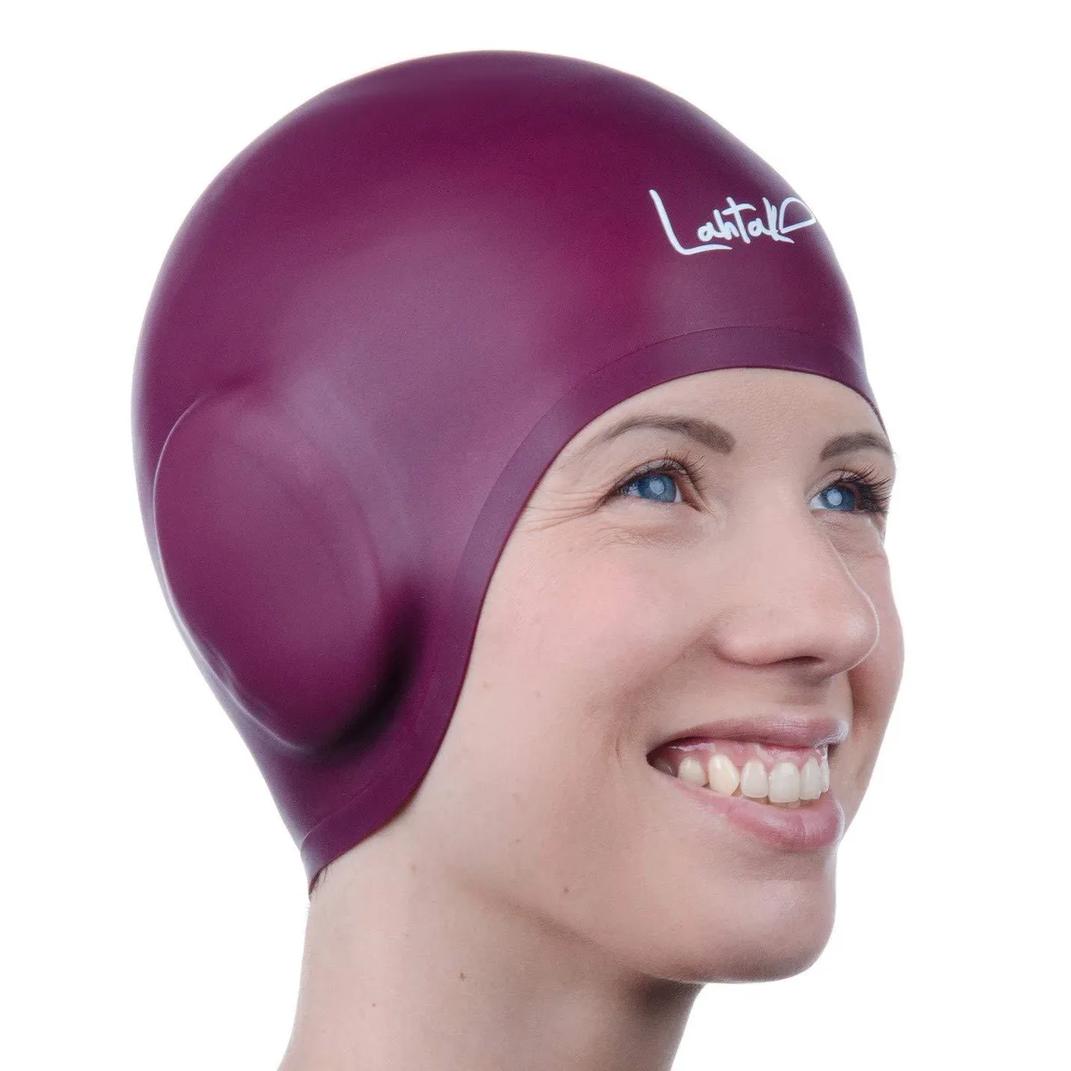 Windsor Wine silicone swim cap with built-in ear pockets, seamless 3D shape