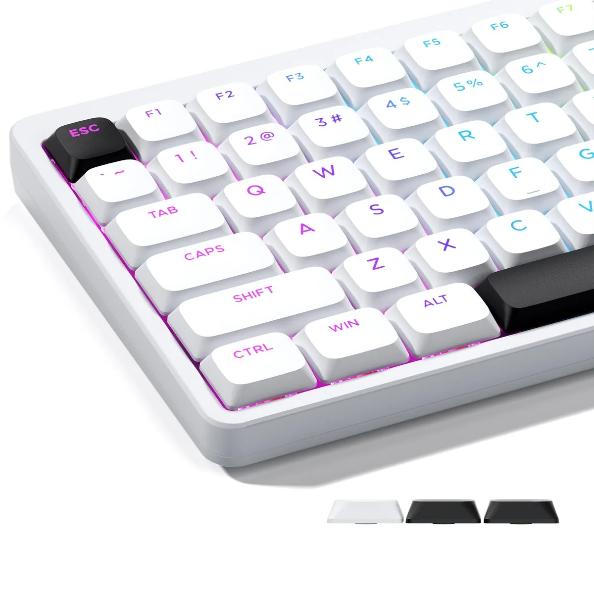  GMKWTL ZJX-BaiHei-touguang Low Profile Double Shot PBT Keycap Set 127 Keys White Black — product photo