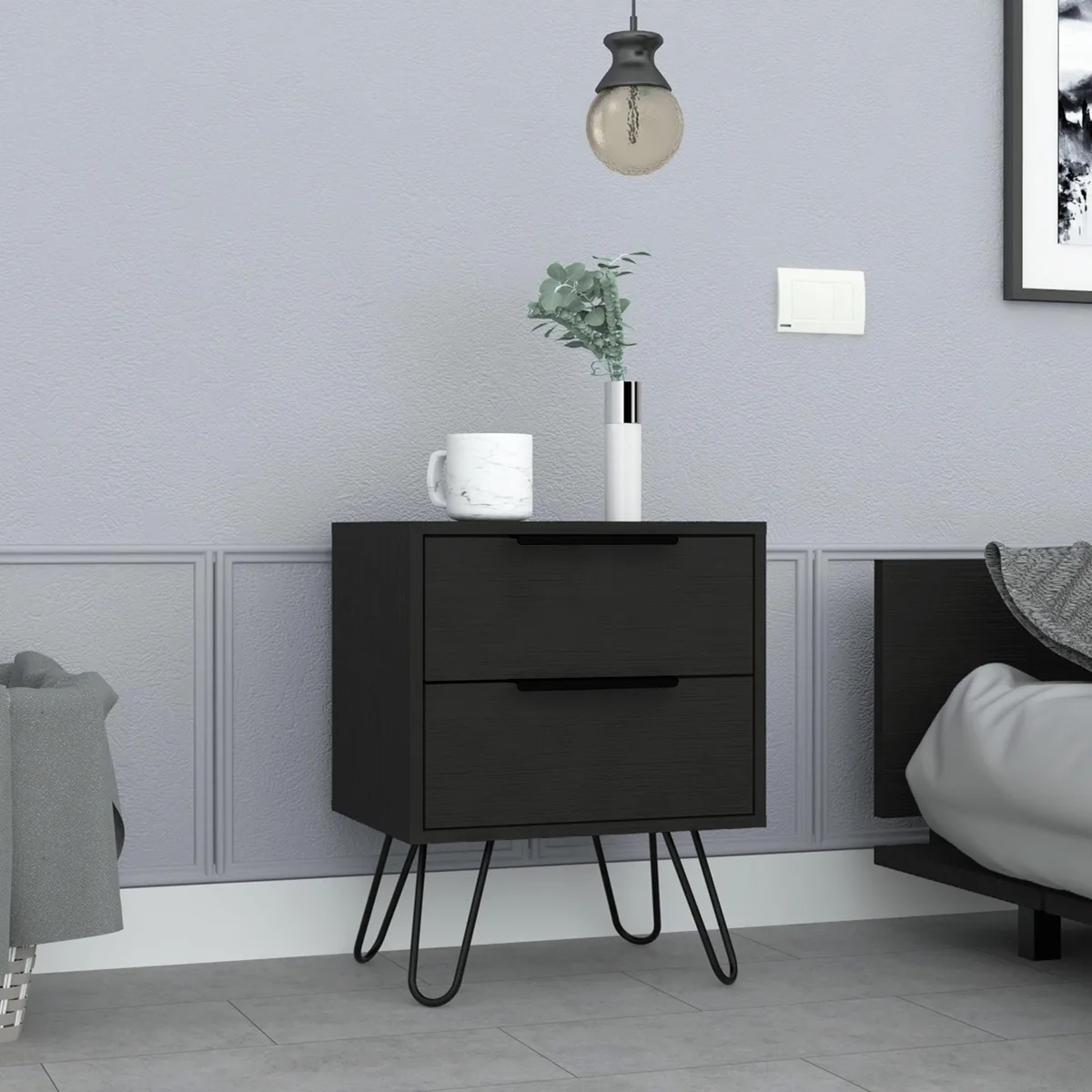tuphen tuphen Augusta 2 Nightstand 22.4" High Two Drawers Black — product photo