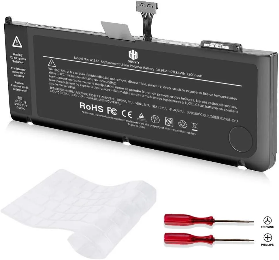 FOCUSTEC FOCUSTEC A1382 laptop battery 7200mAh 10.95V 78.84Wh for MacBook Pro 15 A1286 Early 2011 Late 2011 Mid 2012 — product photo