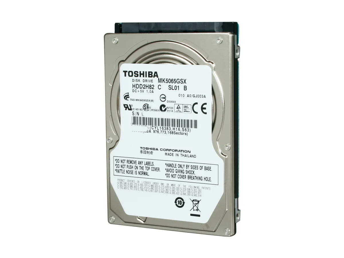 Toshiba Toshiba MK5065GSX 500GB 5400 RPM 8MB SATA 3.0Gb/s 2.5" laptop hard drive — product photo