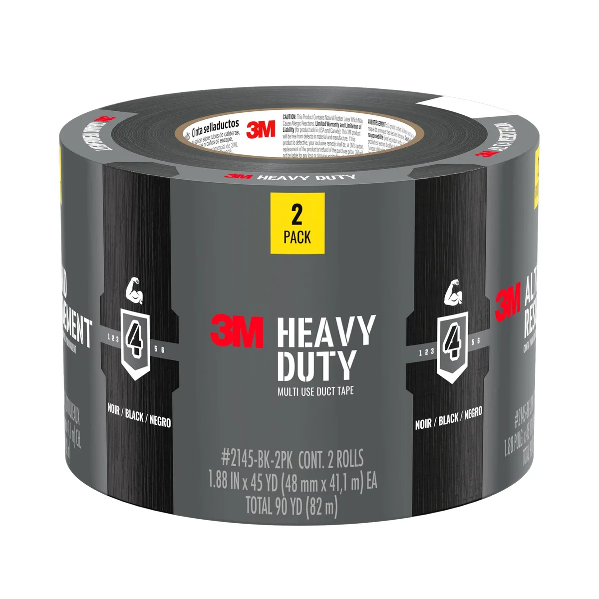 3M 3M Heavy Duty Multi-Use Duct Tape 1.88 in x 45 yd Black 2-pack 2145-BK-2PK — product photo