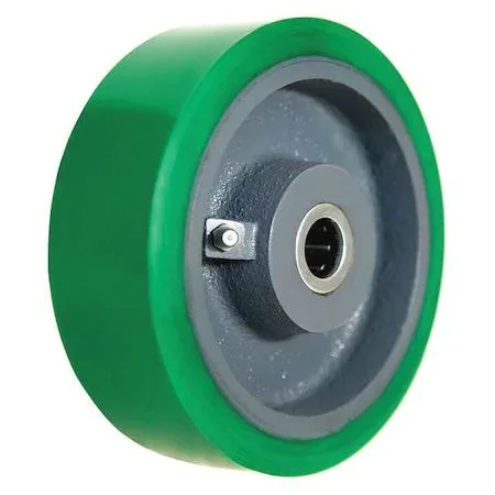 Grey polyurethane caster wheel with iron core and roller bearing