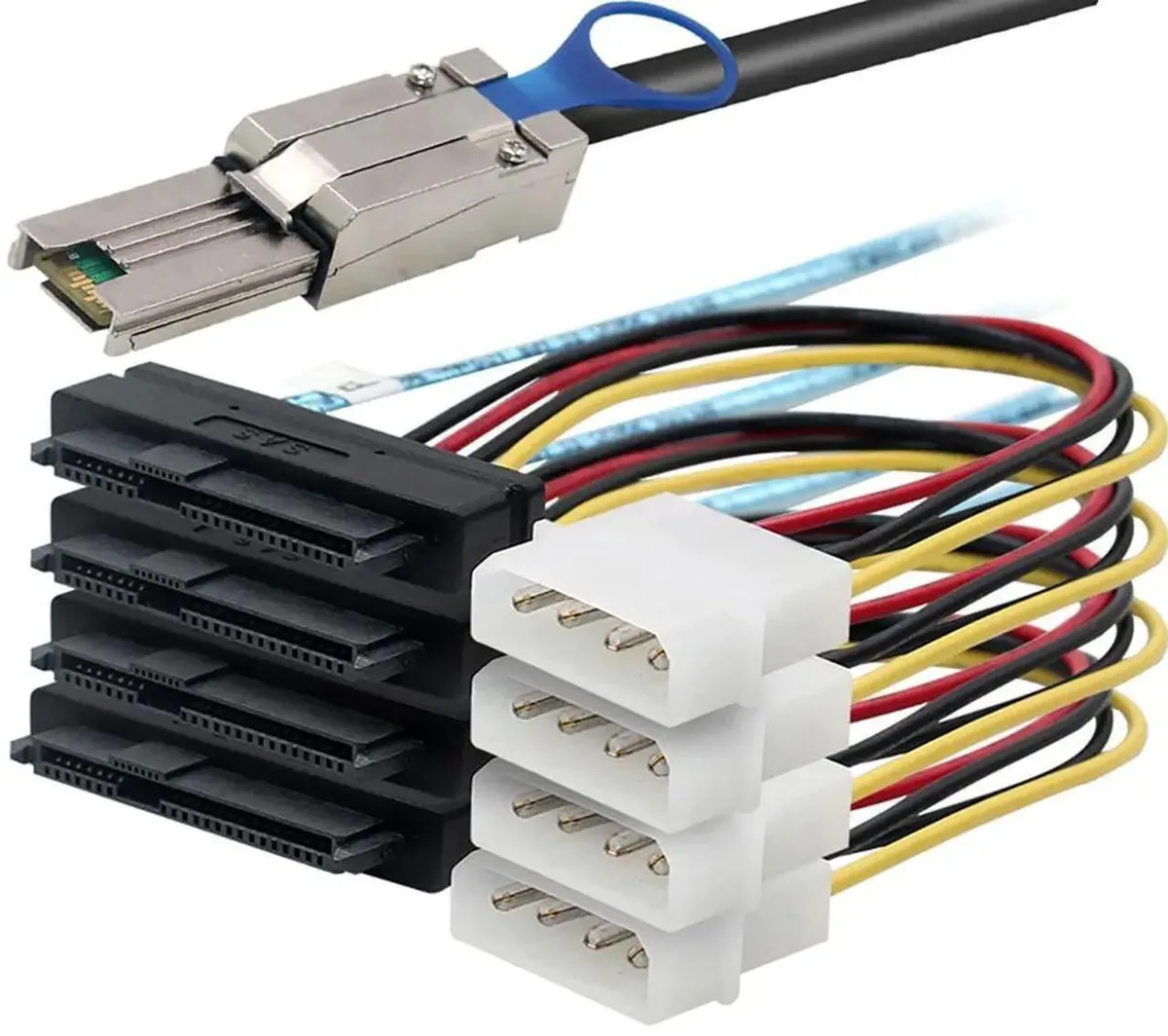 SMUGDESK SMUGDESK SFF8088 26Pin to 4×SFF8482 SAS Cable with Power .5M — product photo