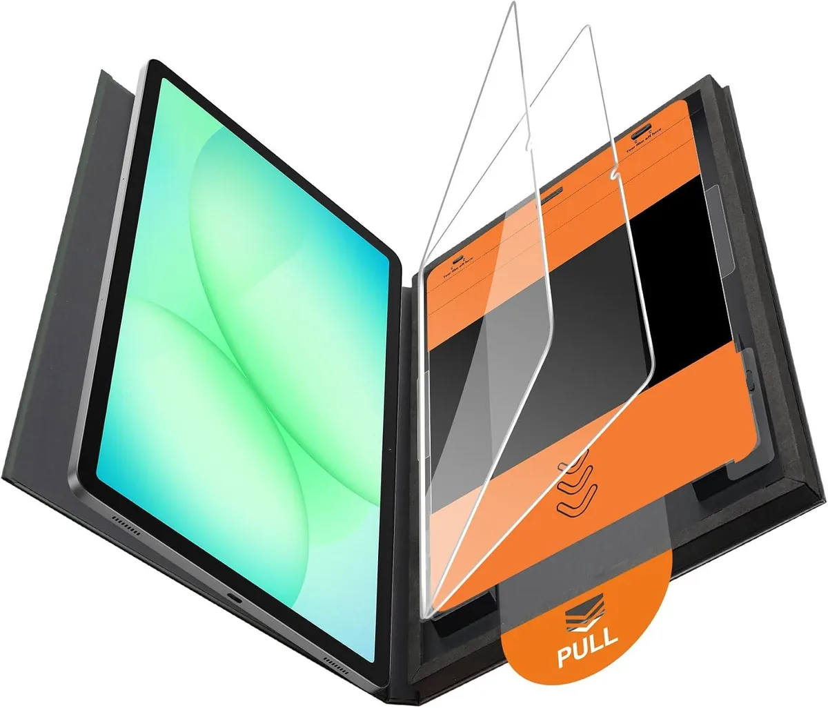 Two 11-inch tempered glass screen protectors with installation tray