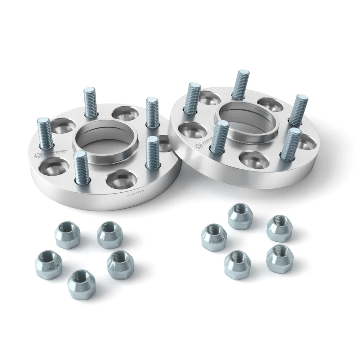 Precision European Motorwerks Precision European Motorwerks 20mm 5x114.3 Hubcentric Wheel Spacers Silver 66.1mm Bore 12x1.25 Studs 2pcs — product photo