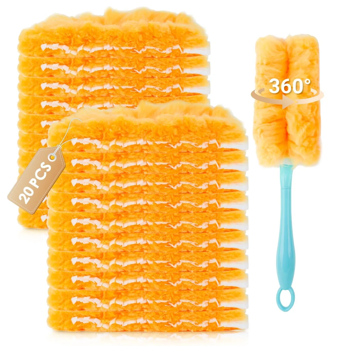 QUIVIX 20 Count Swiffer Compatible Duster Refills Unscented 360° Microfiber Pads — product photo