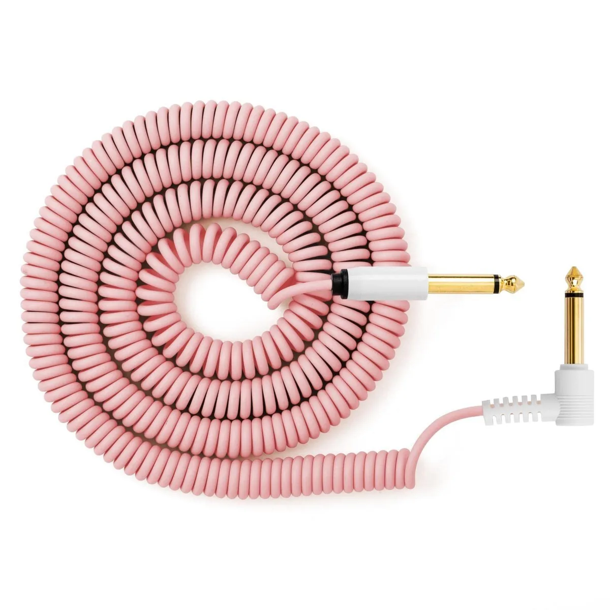 myVolts myVolts Candycord Instrument Cable, 6.35mm Straight to Angled, Curly 100-200cm, Marshmallow Pink — product photo
