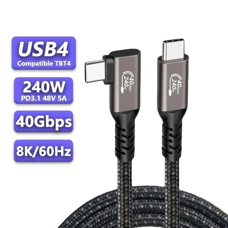 WRIARICH WRIARICH USB4 Gen 3×2 cable 40 Gbps 240 W 1.6 ft 90° — product photo