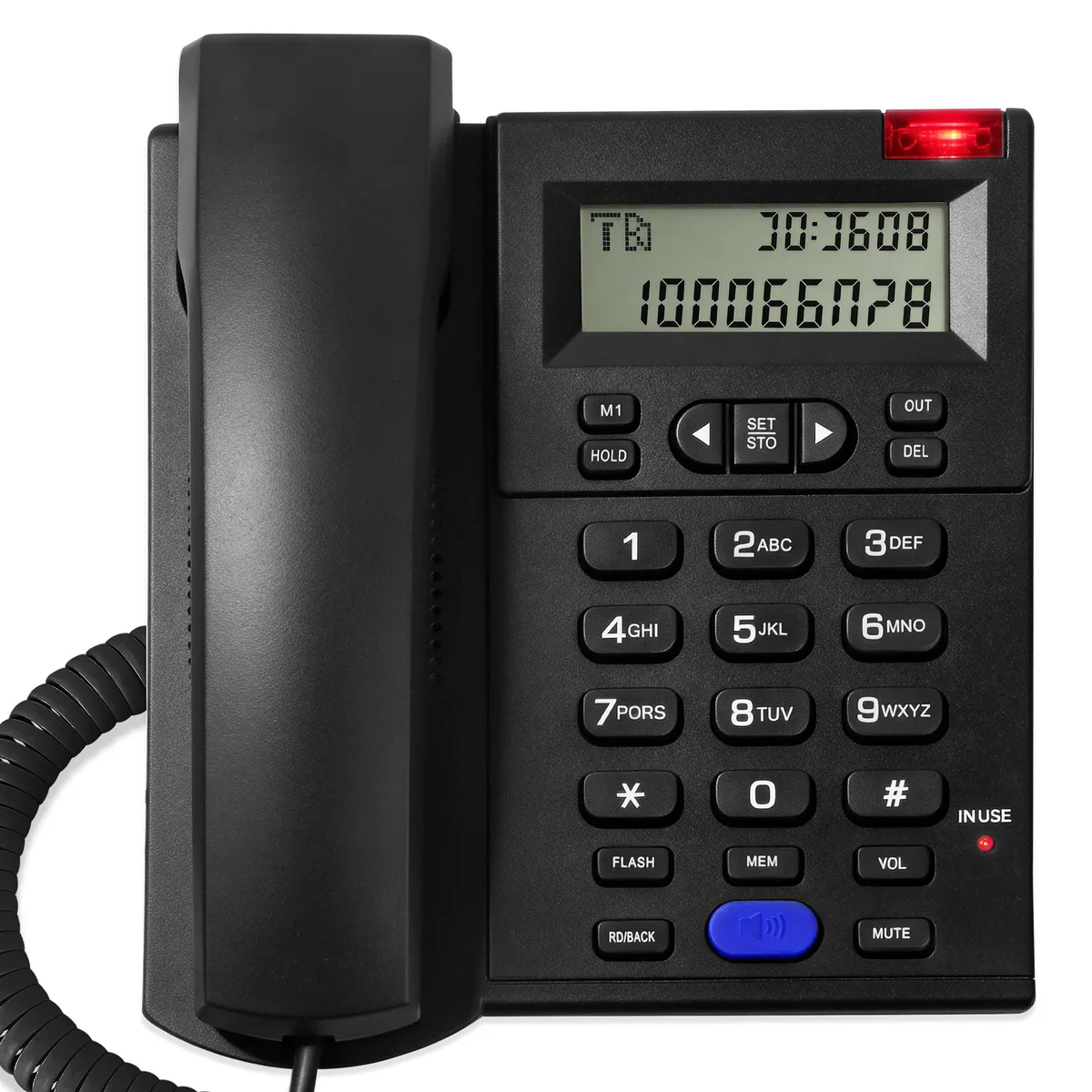  Lativu Corded Phone LCD Caller ID Hands-Free Digital Answering Black — product photo