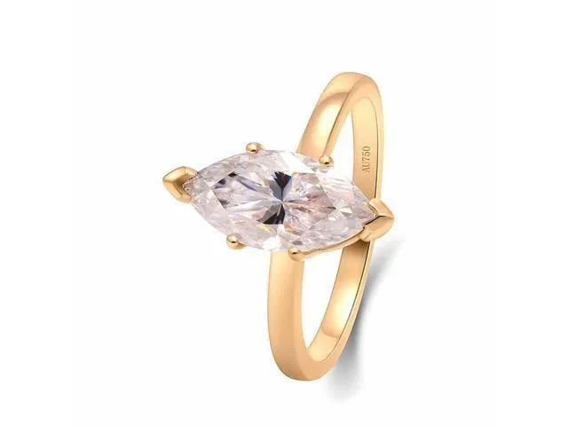 allentian allentian DIRE392 3 Carat Marquise Moissanite Ring 18K Gold Size 5.5 — product photo