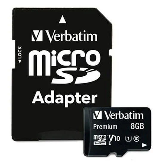VERBATIM VERBATIM 8GB microSDHC UHS-I Class 10 44081 memory card with adapter — product photo