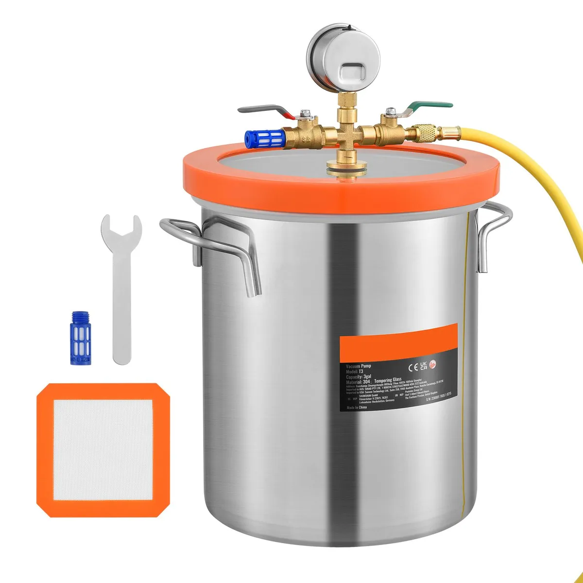 VEVOR VEVOR T3 3 Gallon Vacuum Chamber 304 Stainless Steel — product photo