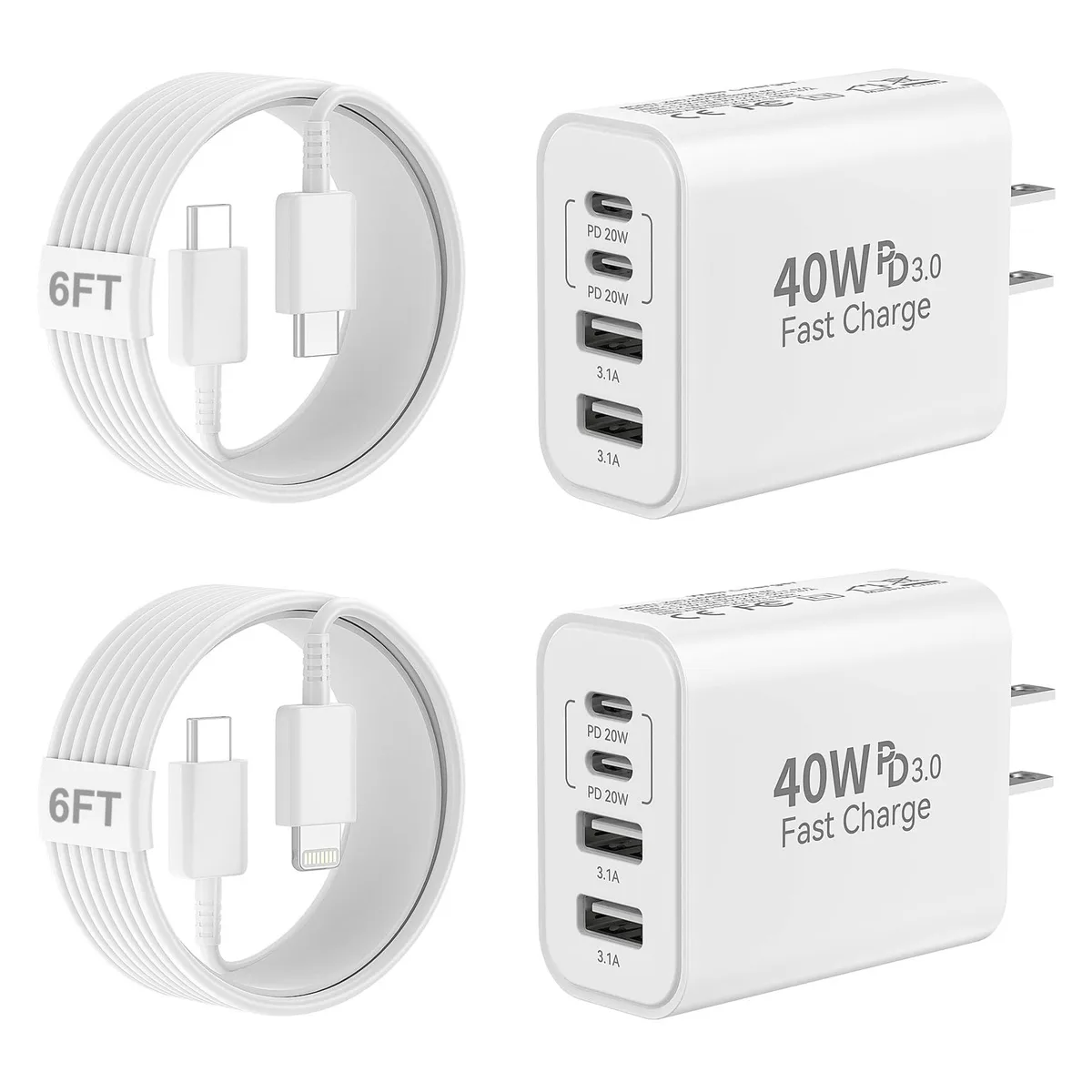 KEHIPI KEHIPI XD27 40W 4-Port USB Charger White — product photo
