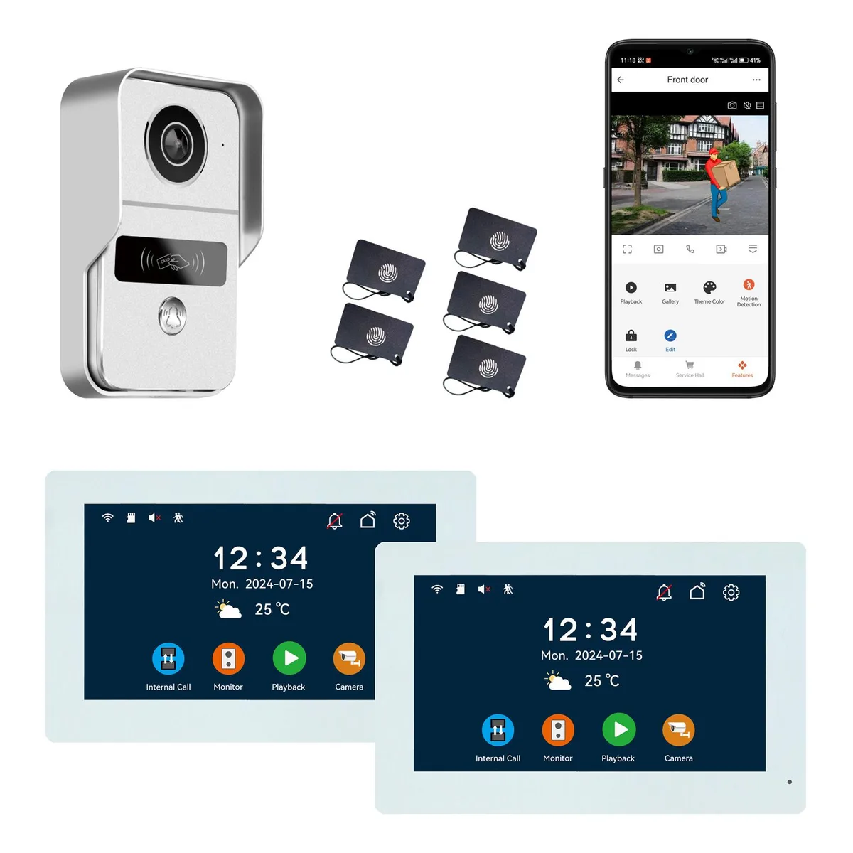 visiPower visiPower KW02C_2L07"W_1V2 2-pin Wired 2MP 7" WiFi Monitor Silver — product photo
