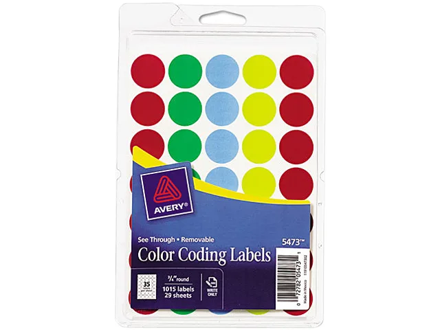 Avery Avery 5473 See-Through Removable Color Dots .75" 1015 Pack — product photo