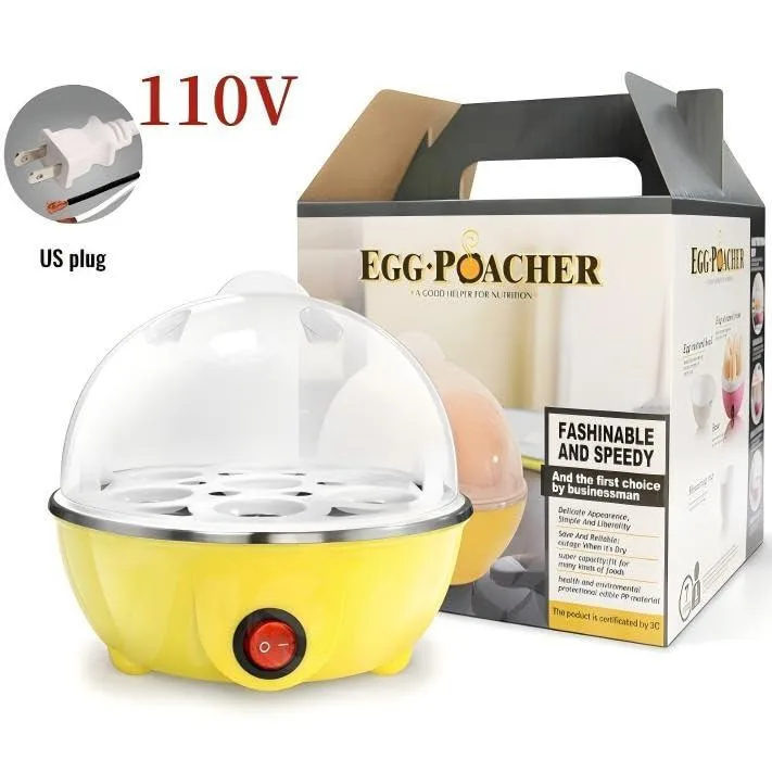Yellow single-layer egg steamer with transparent basket and stainless steel heating plate