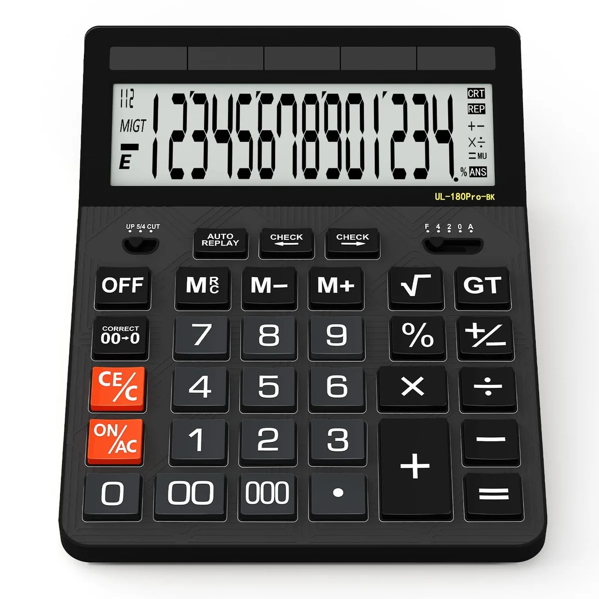 HP 14-Digit Desktop Calculator 5-Inch LCD Solar Powered Pink Metal — product photo