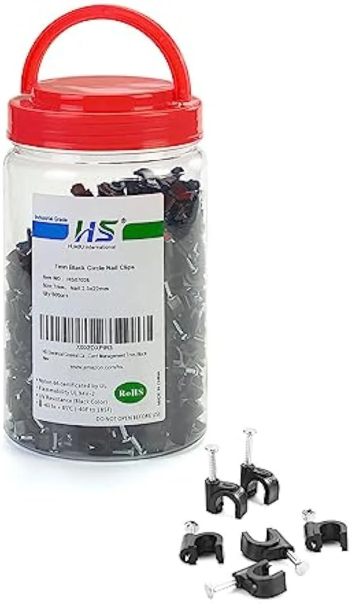 TAURKENAM TAURKENAM 7mm Cable Clips 500 Pack Black — product photo