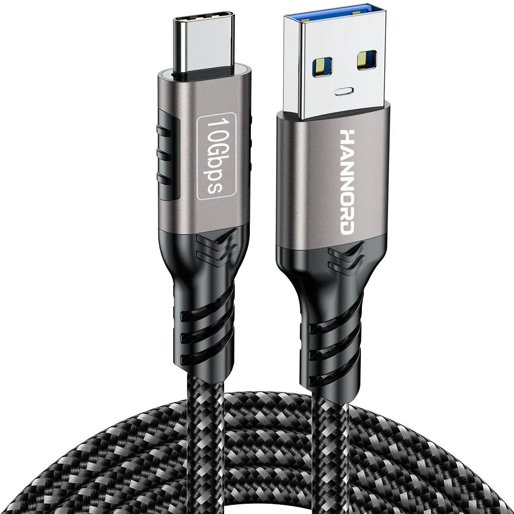 HANNORD HANNORD USB-A to USB-C Cable 10ft 10Gbps 60W Grey — product photo