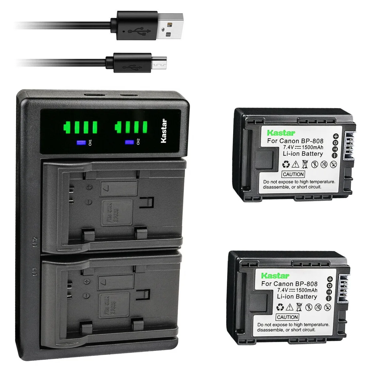 Kastar Kastar 2-Pack BP-808 Battery and LTD2 USB Charger — product photo