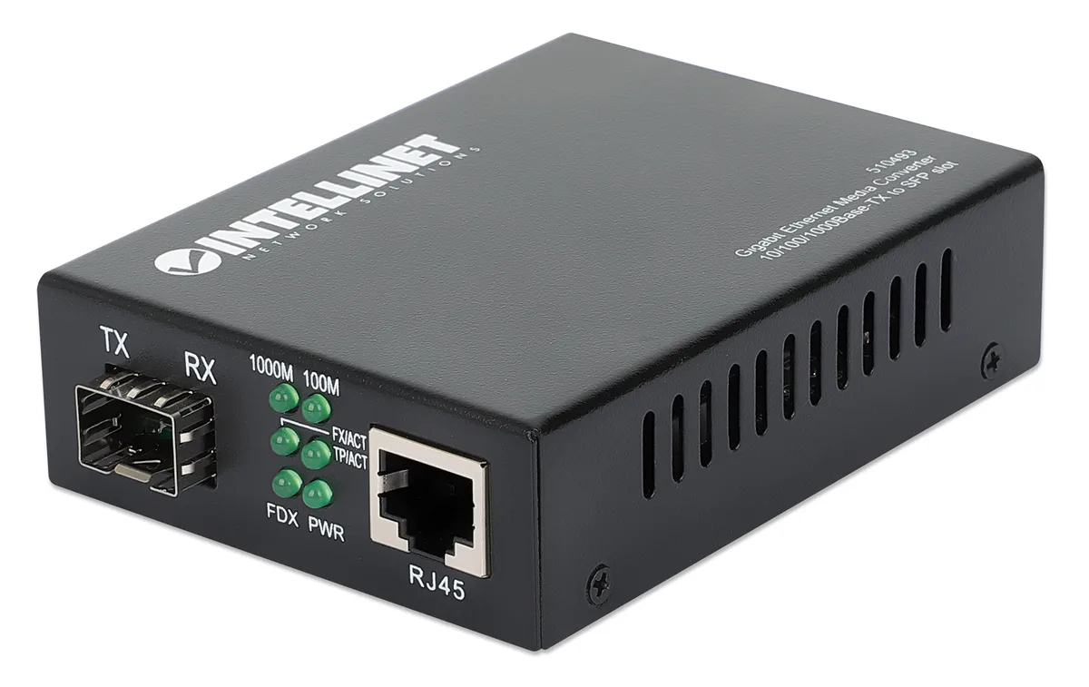 Intellinet Network Solutions Intellinet Network Solutions 510493 Gigabit Ethernet to SFP Media Converter — product photo