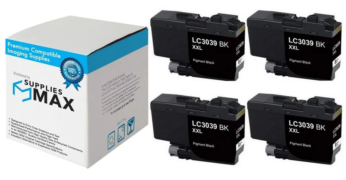SuppliesMax SuppliesMax Compatible LC-3039BK_4PK Black Inkjet 4 Pack 6000 Pages — product photo